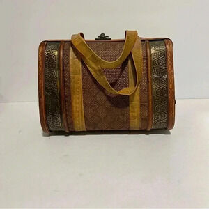 Vintage Bamboo Wood‎ Clutch Handbag Small